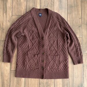 GAP Chocolate Cable Knit Cardigan